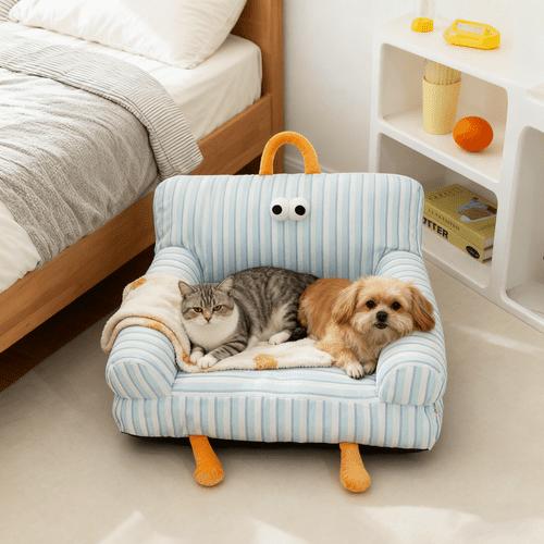 Colourtree Grass Green Dog Bed, Sofa Style Cat Bed, Plush Pet Couch for Small Medium Dogs, Winter Warm Fleece Mat, Washable Removable Cover