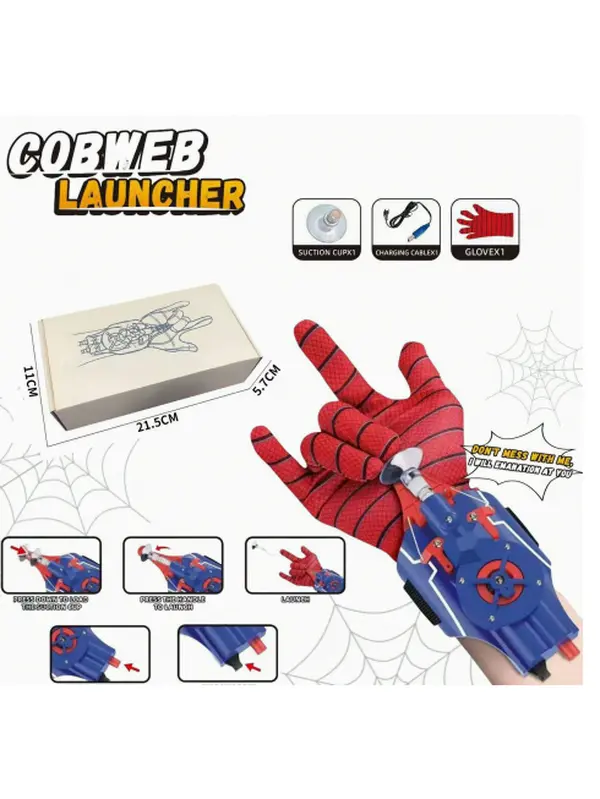 Spider Web Shooter Launcher Glove, Realistic Cobweb Launcher Toy for Kids Cosplay