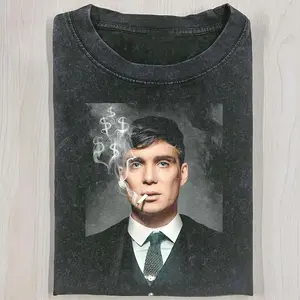 Shel.by T-shirt, Dollar Signs Graphic Tee, British Gangster Shirt, Vintage TV Show Apparel, Money Sm0ke Design Shirt