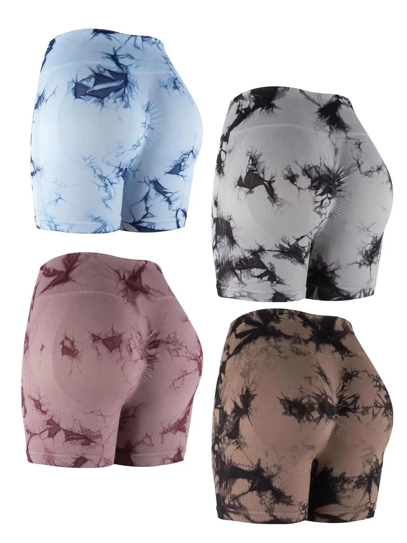 Women's Tie Dye Print High Waist Sports Shorts, Casual Breathable Seamless Biker Shorts, Women's Sport & Outdoor Clothing For Yoga Gym Workout Running