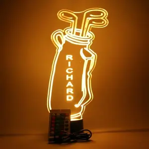 Golf Bag and Clubs LED Tabletop Night Light Up Lamp, 16 Color options with Remote
