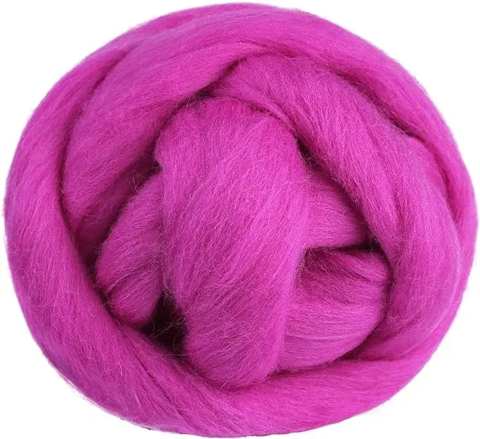 3.53oz Wool Roving Yarn, Fiber Roving Wool Top, Wool Felting Supplies, Pure Wool, Chunky Yarn, Spinning Wool Roving for Needle Felting Wet Felting DIY Hand Spinning (Light Purple)