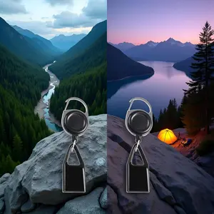 2 Pcs Retractable Lighter Clip Belt with Anti-Lost Protective Cover Keychain Leash for Fishing Hiking Camping