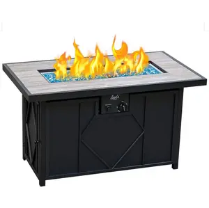 BALI Outdoors 42-Inch Ceramic Propane Fire Table with Pulse Ignition System, 60,000 BTU Heat Output, Steel-Stamped Wicker Base, and Glass Stones #springtok
