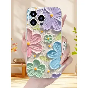 Flower 1pc High Permeability Floral Painted Thickened Anti-Drop Phone Case Protective Cover Suitable For IPhone17/IPhone17 Air/IPhone17 Pro/IPhone17 Pro Max/16 Pro Max/15 Pro Max/14 Pro Max/13 Pro Max/12 Pro Max