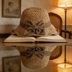 2026 New Handmade Plain Straw Hat for Summer, Foldable Wide Brim, UPF Sun Protection, Casual Round Dome, Light Luxury Unisex Hat for Beach & Daily Outdoor Use