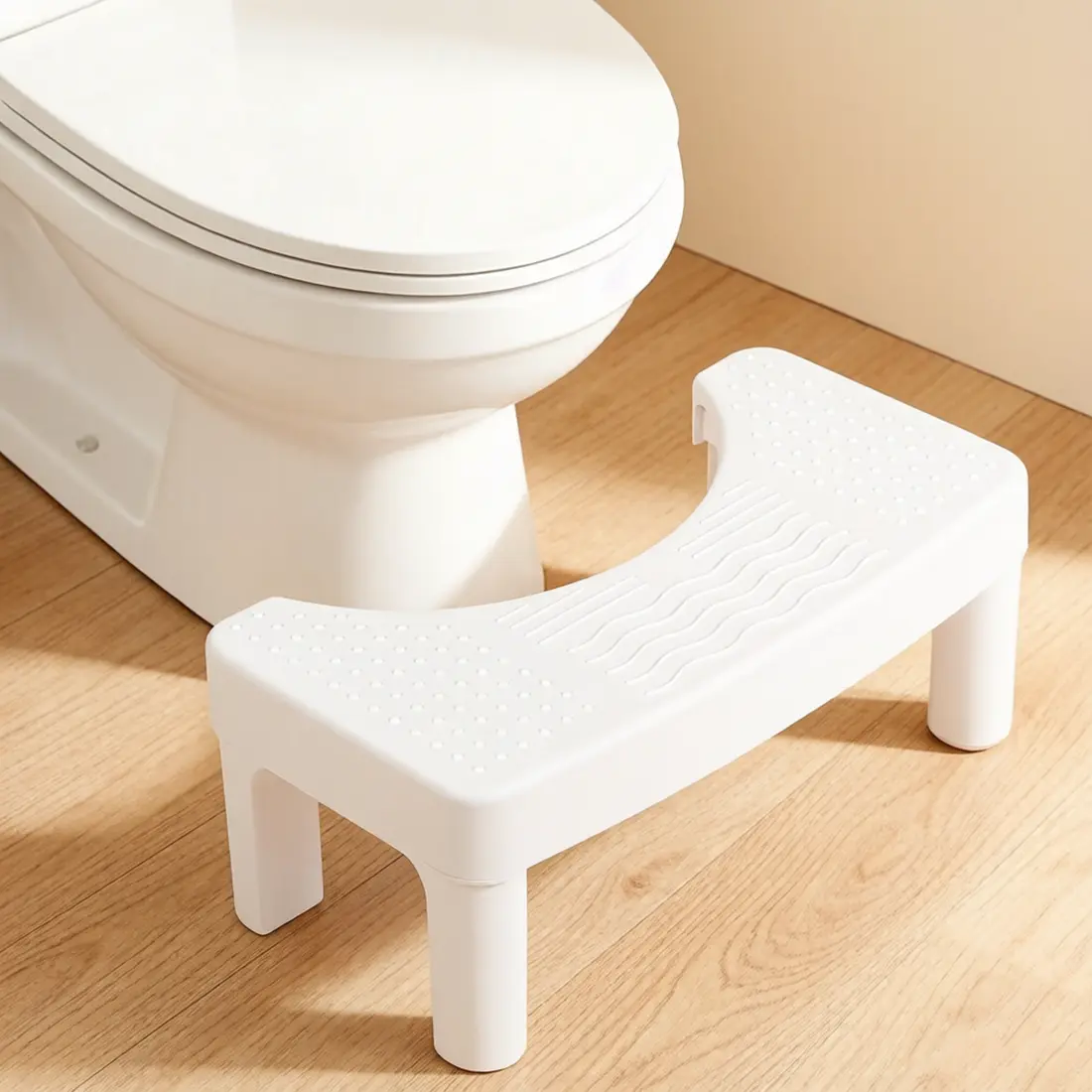Toilet Stool for Adults, 6.7" Squatting Potty, Non-Slip Bathroom Stool, Toilet Stool Squat Adult, Poop Stool for Bathroom,Portable Stool for Travel, Adults, Seniors, Lightweight, White