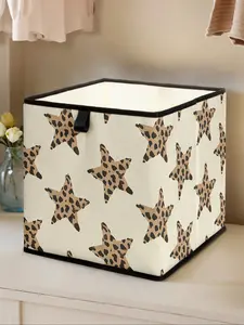 Leopard Print Star Pattern Open Storage Box, Stackable Drawer Organizer, Durable Multi-Functional Design for Home Dorm Room Organization