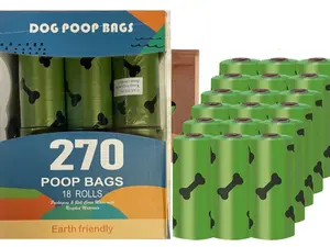 Dog Poop Bags (270 Bags) for Waste Refuse Cleanup, Doggy Roll Replacements for Outdoor Puppy Walking and Travel, Leak Proof and Tear Resistant, Thick Plastic