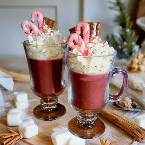 Hot Cocoa Mug Candle | Chocolate Scented Candle with Whipped Cream, Chocolate Pieces & Candy Canes | Cozy Holiday Candle