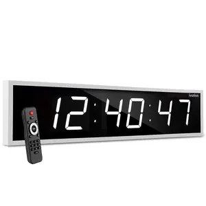 Ivation Huge 60" Inch Large Big Oversized Digital LED Clock with Stopwatch, Alarms, Countdown Timer & Temp - Shelf or Wall Mount (White) | 6-Level Brightness, Mounting Holes & Hardware