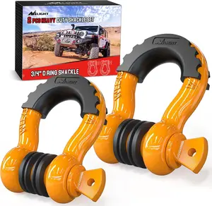 Nilight 2 Pack 3/4" D-Ring Shackle with 7/8" Screw Pin 41,887lbs Break Strength, Heavy Duty Off Road Recovery Shackle with Isolators Washers for Use with Tow Strap, Winch, Off-Road Truck Vehicle Adjustable Hanging Ropes Durable Nylon Rope