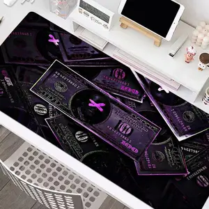 Creative Money Pattern Gaming Mouse Pad, Extended Mousepad, Extra-large Non-slip Rubber Base Stitched Edge Desk Pad, Office Desk Accessories for Desk Laptop Desktop