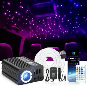 2-in-1 RGBW Fiber Optic Car Starlight Ceiling Light Set, 1100pcs 0.02in 9.8ft Strands, Music-Synchronized DIY Ambient Lighting for SUVs, Car Accessories Bluetooth Controlled