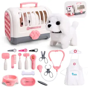 Plush Toy Dog Electronic Interactive Toy, Doctor Role Play Imaginative Play Dollhouse Toy, Children Companion Animal Toy, Suitable for Ages 3+