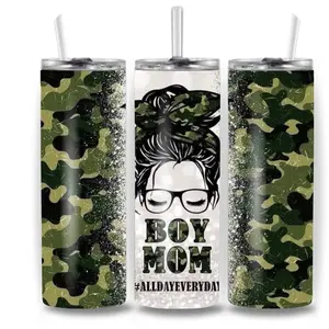 Boy mom20oz Stainless Steel Tumbler Durable Eco-Friendly 20-ounce Straight Tumbler with Customizable Prints for Hot or Cold Drinks