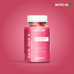 Nutriilab Hair Skin and Nails Gummies with 6000mcg Biotin Vitamin C E & Collagen Supports Vibrant Hair Healthy Skin Nails Growth Passion Fruit Flavor 60 Gummies 30 Day Supply