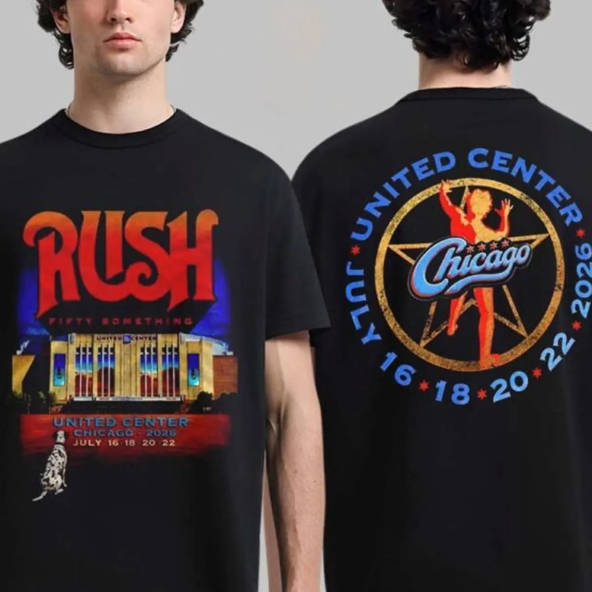 Rush Chicago IL 2026 Event Specific Tee At United Center On July 16 18 20 22 Fifty Something Tour 2026 Two Sided T-Shirt AHF