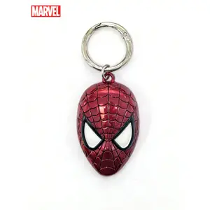 1PC Marvel Officially Licensed Spider Man Face Masks Pewter KeyringAlloy Keychain Bag Clip Accessories Bag Charm Key rings for Car Keys Cartoon Gifts