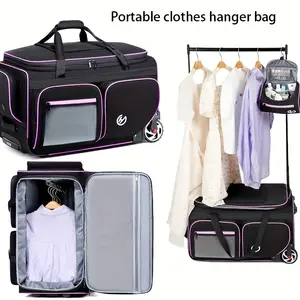 Dance Bag with Garment Rack Upgraded Stable System Fabric More Lightweight Wear Resistant Ideal Competition Rolling Duffle Bag for Dancers