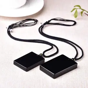 Natural Black Obsidian Protection Beaded Pendant Necklace - 3 Sizes (S/M/L) Available, Adjustable Detachable Braided Length Costume Jewelry Necklace, Adjustable Detachable Necklaces, Beaded Pendant Necklaces
