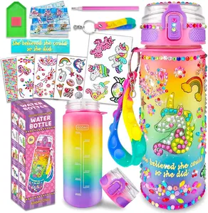 Mothers Day Gifts Decorate Your Own Water Bottle Kits for Girls Age 4-6-8-10,Unicorn Painting Crafts,Fun Arts and Crafts Gifts Toys for Girls Birthday