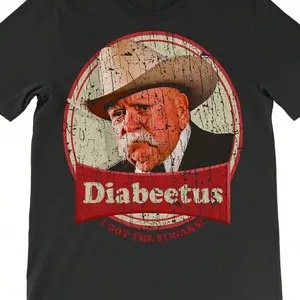 Retro Style Diabeetus I Got The Sugars T-Shirt 5393 Funny Men's Short Sleeve Graphic T-Shirt Collection Black AR