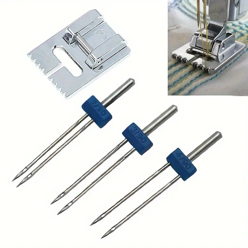 4pcs/set, Sewing Machine Double Needles With Pressing Feet Double Needles Sewing Machine Double Needles 2, 3, 4mm Sewing Supplies