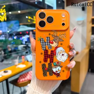 Ho Ho Ho Christmas Santa Reindeer Snowman Pattern Phone Case for iPhone 17 Pro Max 16 15 Plus 14 13 12 Series Full Camera Lens Protection Shockproof Drop Resistant Durable Phone Case Suitable for All People