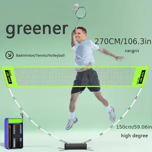 Portable badminton net frame set, including shelf and net, easy and quick installation, convenient to carry,  suitable for backyard game dividing nets, suitable for volleyball tennis badminton, free storage bag