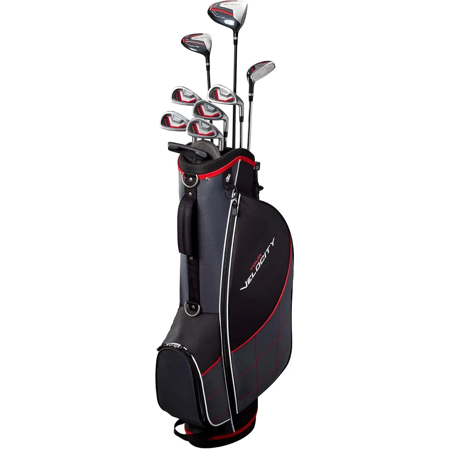 Wilson Tour Velocity Complete Golf Set with Stand Bag - Men's Right Hand, Regular Flex, Black/Red