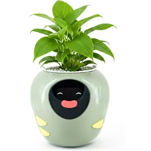 Plantbot Upgraded Large Smart Flower Pot Pet Planter Robot with Artificial Intelligence, Time Temperature Display, and Numerous Expressive Animations Based, for Indoor Decoration, Gifts (Green) Masdio