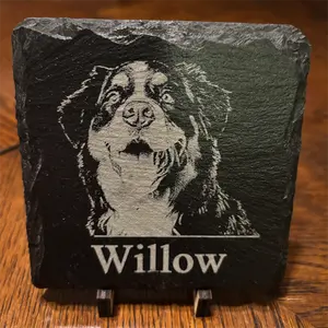 Slate Coasters Custom Laser Engraved with Picture, Portrait, Saying, Logo