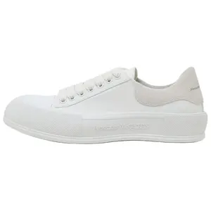 Alexander McQueen Deck Canvas Low-Top Lace-Up Fashion Sneakers for Men in White