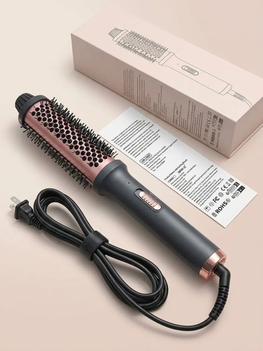SummerWins Fully Automatic 3in1 Hot Curling Brush 38mm – Large Barrel Hair Curler brush,Bouncy Curls brush & Gentle Hair Styling, professional Beauty Product for Selfcare Easy-to-Operate Beauty Tool, Christmas GiftDealsForYouDays