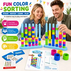 Color Stacking Challenge Card Game, Educational Family Interactive Game, Fun Brain Teaser Activity, Perfect for Kids and Adults