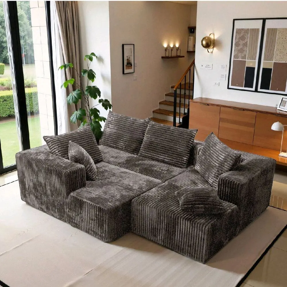 U-Shape Modular Sectional corduroy Couch suitable for living room furniture