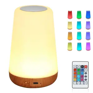 Portable USB Rechargeable Table Lamp, RGB Color Changing Night Light with Remote Control, Dimmable Desk Lamp for Bedroom, Living Room, Home Decor