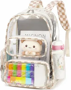 Clear Backpack Heavy Duty Transparent Backpack 17" See Through Bookbag for College Work Festival Security with Padded Strap Large Capacity