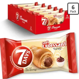 7Days Soft Chocolate Croissants, Individually Wrapped Breakfast Snack, Non-GMO, On-the-Go Pastry, 12 Count (2 x 6 Packs)