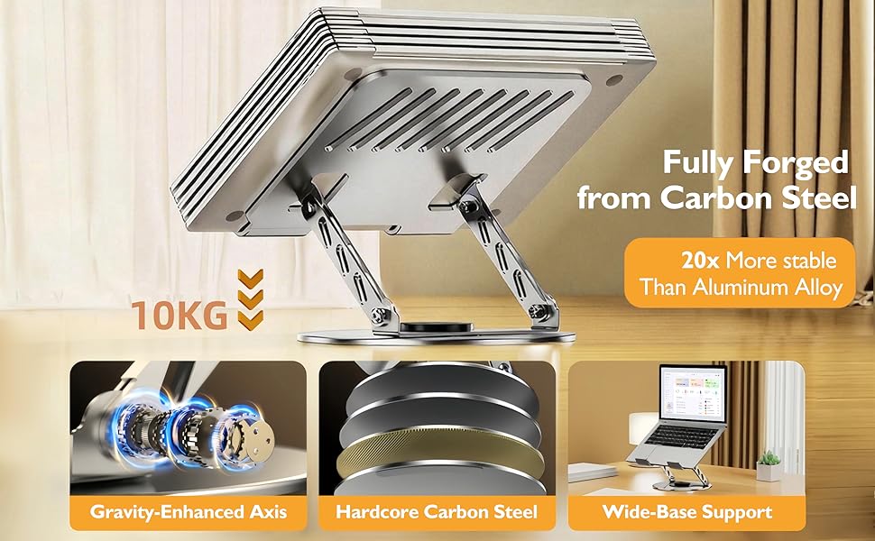 360° Rotating Adjustable Laptop Stand, Foldable Aluminum Desk Stand Hub, 2-in-1 Multifunctional Laptop & Mobile Stand for Gaming, Office & Home Use, Portable Ergonomic Design for Desk, Compact & Travel-Friendlys and Tablet Stands#laptopstand