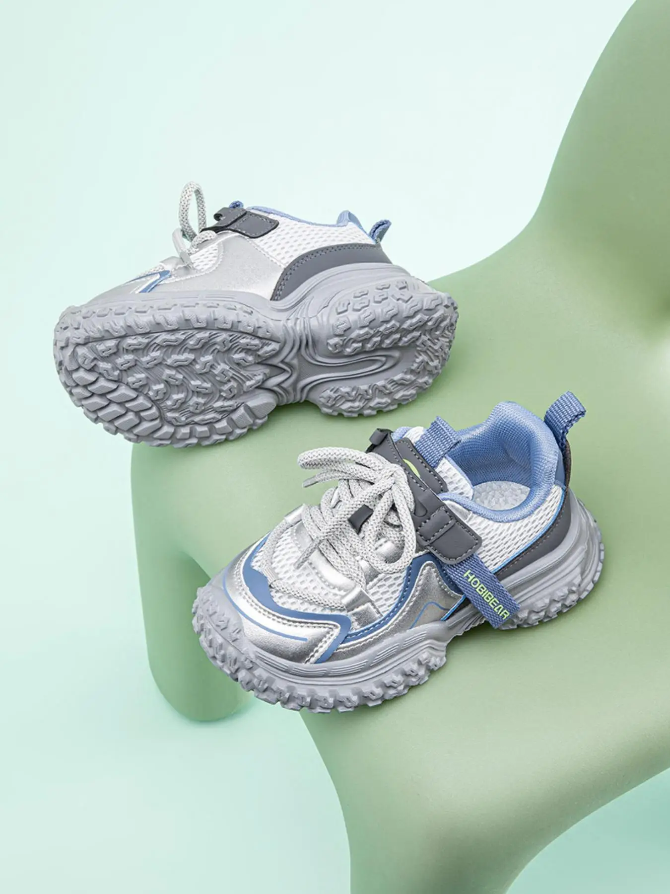 HOBIBEAR Dual network children's sports shoes, breathable campus girls' dad shoes, shock-absorbing casual shoes