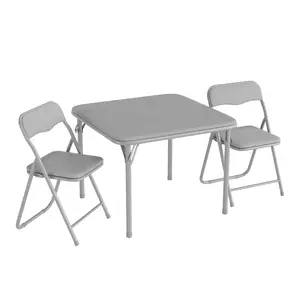 【GARVEE】Folding Table and Chair Set of 3 with Portable Table and Soft PU Cushions, No Assembly Needed, Ideal for Eating, Reading, and Playing