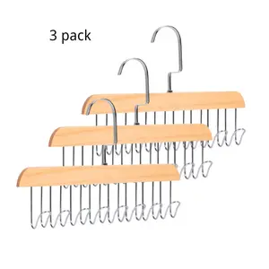 3pcs Multifunctional Recycled Wood Hangers - Space-Saving Sling Design, Wall-Mounted Underwear & Vest Hangers for Home, Dorm, Closet Organization - High-Quality Storage Solution, Drying Racks