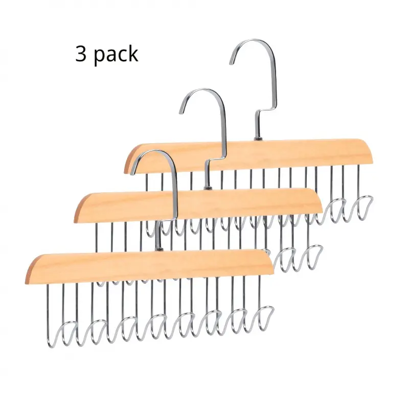 3pcs Multifunctional Recycled Wood Hangers - Space-Saving Sling Design, Wall-Mounted Underwear & Vest Hangers for Home, Dorm, Closet Organization - High-Quality Storage Solution, Drying Racks, Storage Hooks