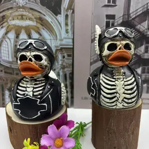Motorcycle Skeleton Duck Resin Figurine, Decorative Statue, Halloween Home Decor, Decorative Holiday Decoration Ornament, Unique Gift Idea for Motorcycle Enthusiasts
