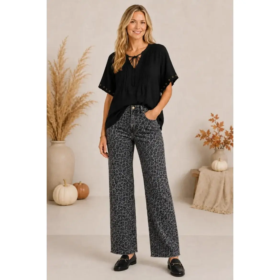 Platinum Animal 31" Inseam Wide Leg Fray Hem Jean