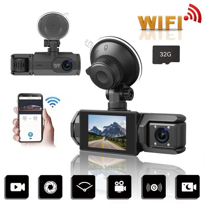 1080P Full HD Car DVR, Car Front & Inside Dual Channel DVR with 32G ...