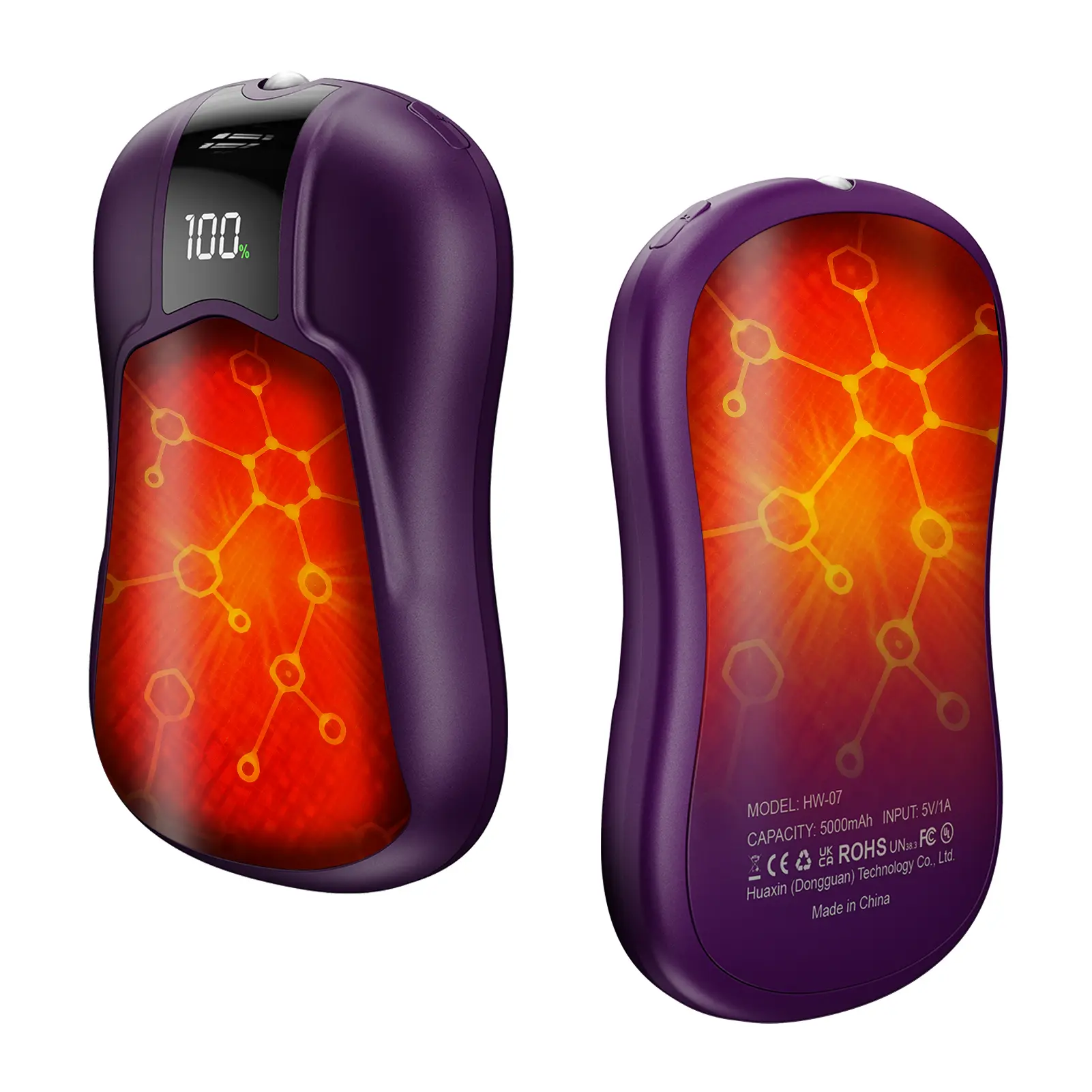 Double-sided heating (purple color)