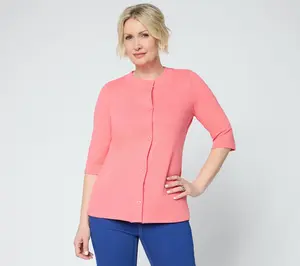 Denim & Co. Essentials Textured Knit Ballet Sleeve Cardigan